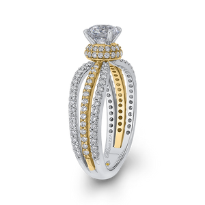 Split Shank Two Tone Gold Engagement Ring With Round Diamond Promezza PR0189ECQ-44WY-.75