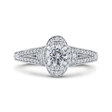 Load image into Gallery viewer, Split Shank Oval Halo Engagement Ring with Round Diamond Promezza PR0190ECH-44W-.50
