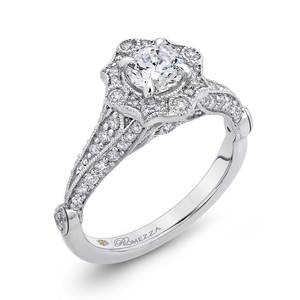 Split Shank Vintage Halo Engagement Ring Promezza PR0191ECH-44W-.50