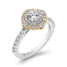 Load image into Gallery viewer, Double Halo Engagement Ring with Two Tone Gold Promezza PR0193ECH-44WY-.50
