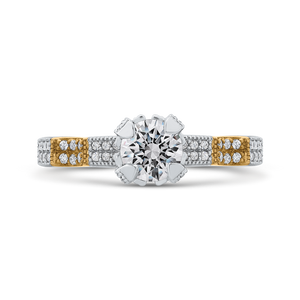Two Tone Gold Round Diamond Engagement Ring Promezza PR0194ECH-44WY-.75