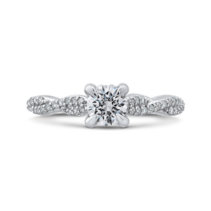 Crossover Shank Engagement Ring with Round Diamond Promezza PR0195ECQ-44W-.50
