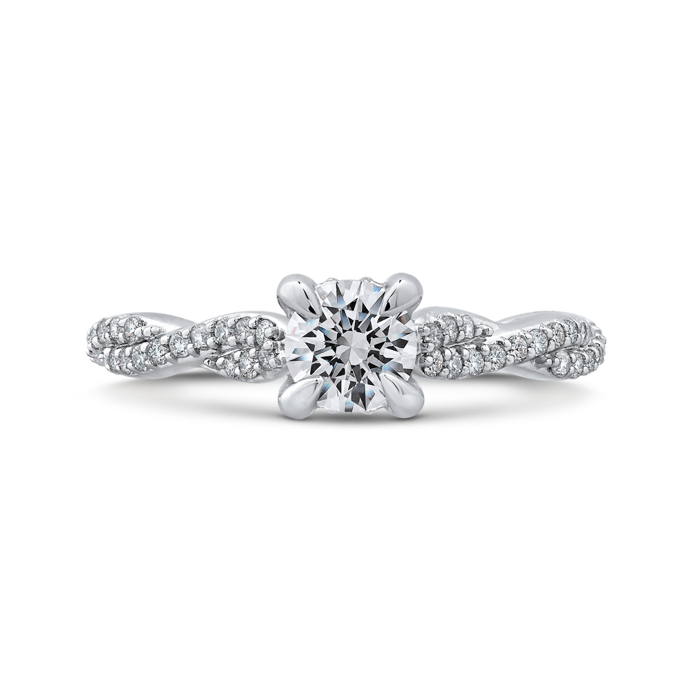Crossover Shank Engagement Ring with Round Diamond Promezza PR0195ECQ-44W-.50