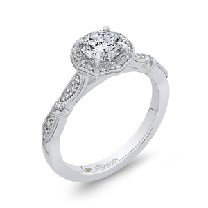 Round Diamond Halo Engagement Ring Promezza PR0198ECH-44W-.75