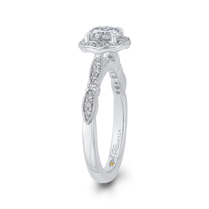 Round Diamond Halo Engagement Ring Promezza PR0198ECH-44W-.75