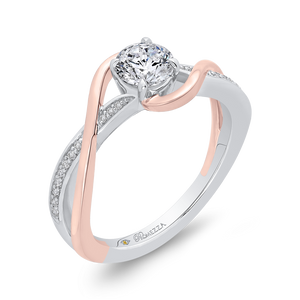 Split Shank White and Rose Gold Round Diamond Engagement Ring Promezza PR0199ECH-44WP-.50