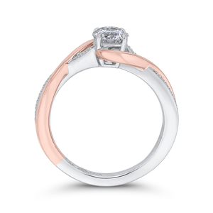 Split Shank White and Rose Gold Round Diamond Engagement Ring Promezza PR0199ECH-44WP-.50