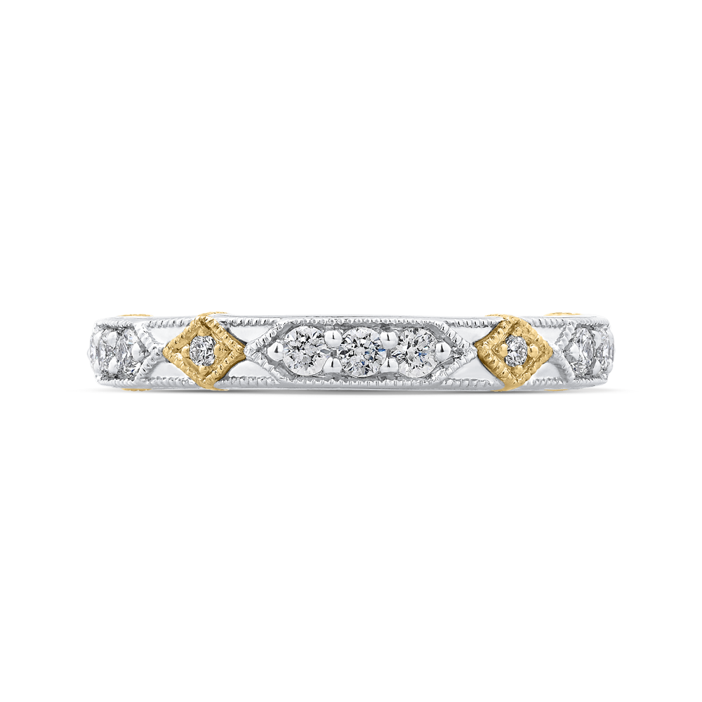 White and Yellow Gold Designer Diamond Wedding Band Promezza PR0202B-44WY-.50