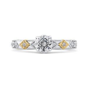 White and Yellow Gold Round Diamond Engagement Ring Promezza PR0202EC-44WY-.50