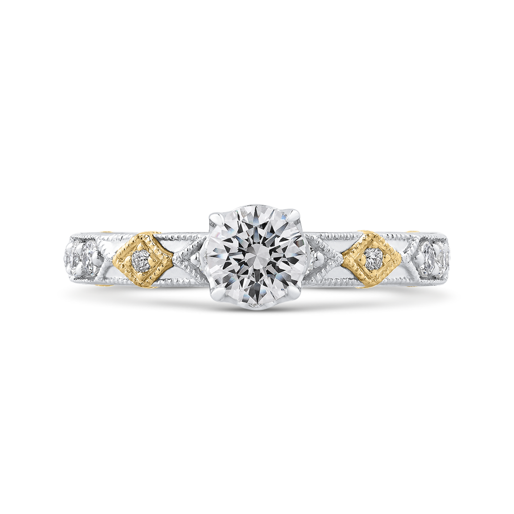 White and Yellow Gold Round Diamond Engagement Ring Promezza PR0202EC-44WY-.50