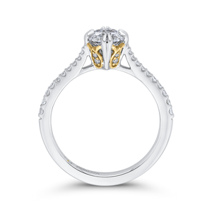 Round Diamond Engagement Ring with Two Tone Gold Promezza PR0205ECH-44WY-.75