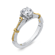 Load image into Gallery viewer, Floral Engagement Ring with Two Tone Gold  Promezza PR0206ECH-44WY-.75
