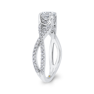 Criss-Cross Engagement Ring with Round Diamond Promezza PR0209ECQ-44W-.75