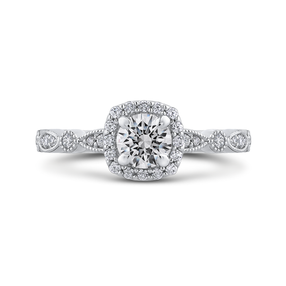 Round Diamond Engagement Ring with Milgrain Shank Promezza PR0228ECH-44W-.50