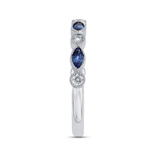 Load image into Gallery viewer, Marquise Sapphire and Round Diamond Wedding Band Promezza PR0232BH-S44W-.75
