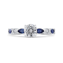 Load image into Gallery viewer, Pear Sapphire Engagement Ring with Round Diamond in Center Promezza PR0232ECH-S44W-.75
