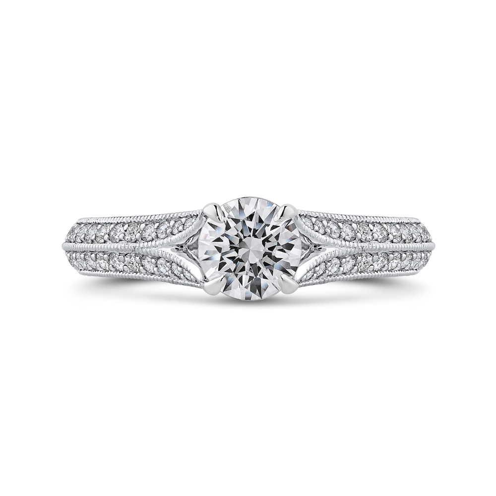 Split Shank Round Diamond Engagement Ring Promezza PR0246ECH-44W-.75