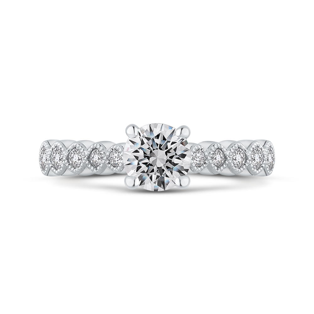 Milgrain Bezel Round Diamond Engagement Ring Promezza PR0248ECH-44W-.75