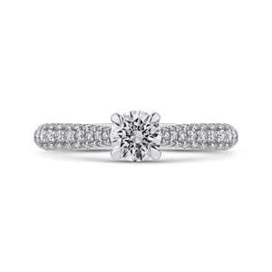 Three Row Cathedral Style Round Diamond Engagement Ring Promezza PR0254ECH-44W-.50