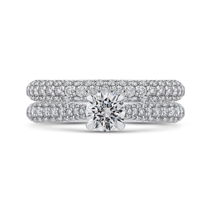 Three Row Cathedral Style Round Diamond Engagement Ring Promezza PR0254ECH-44W-.50