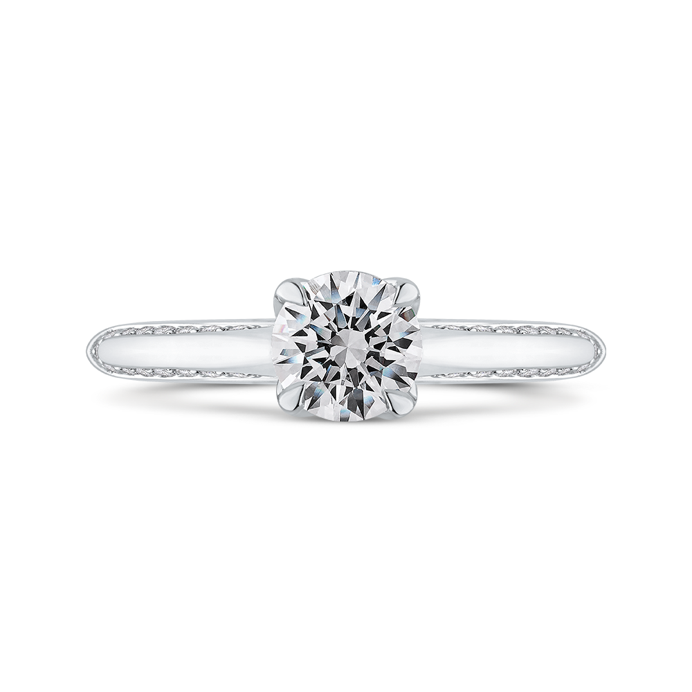 Sleek Shank Round Diamond Engagement Ring Promezza PR0258EC-44W-.75