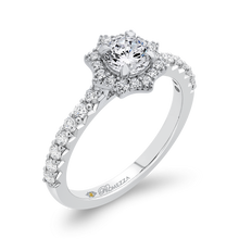 Load image into Gallery viewer, Floral Engagement Ring With Halo Diamond Promezza PR0261ECH-44W-.50
