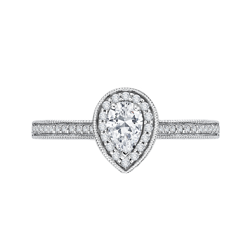 White Gold Pear Diamond Engagement Ring Promezza PRA0133ECH-44W-.50