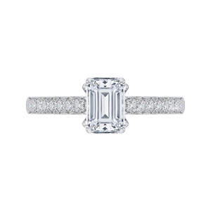 Cathedral Style Engagement Ring with Emerald Cut Diamond Promezza PRE0015EC-02W