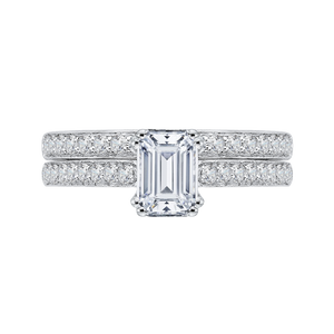 Cathedral Style Engagement Ring with Emerald Cut Diamond Promezza PRE0015EC-02W