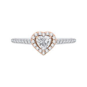 White and Rose Gold Heart Shape Diamond Engagement Ring Promezza PRH0154ECH-44WP-.50