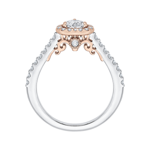 White and Rose Gold Heart Shape Diamond Engagement Ring Promezza PRH0154ECH-44WP-.50