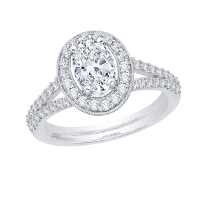 Split Shank Oval Diamond Halo Engagement Ring Promezza PRO0016EC-02W