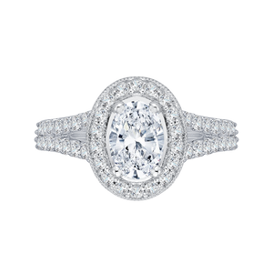 Split Shank Oval Diamond Halo Engagement Ring Promezza PRO0016EC-02W