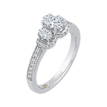 Load image into Gallery viewer, Three-Stone Engagement Ring with Oval Diamond Promezza PRO0035EC-02W
