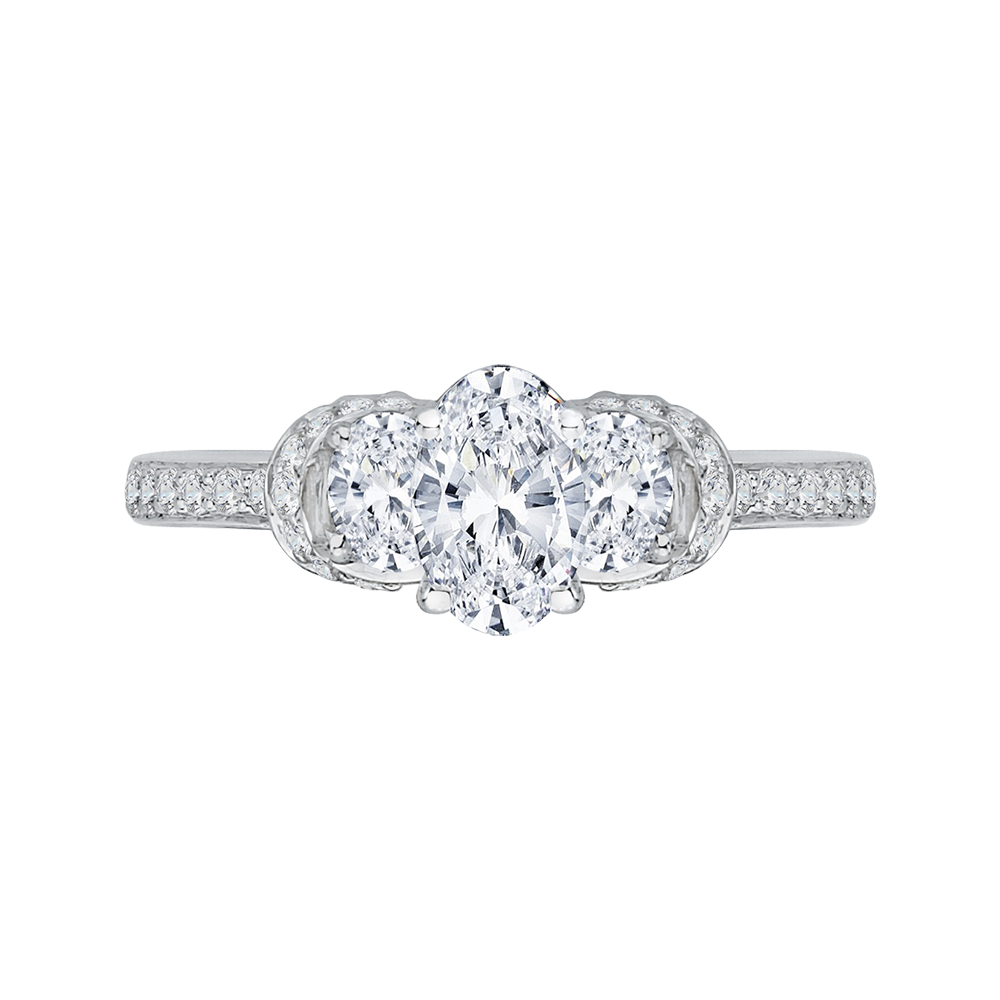 Three-Stone Engagement Ring with Oval Diamond Promezza PRO0035EC-02W