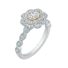 Load image into Gallery viewer, Floral Halo Oval Diamond Engagement Ring Promezza PRO0107ECH-44WY-.50
