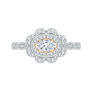 Floral Halo Oval Diamond Engagement Ring Promezza PRO0107ECH-44WY-.50