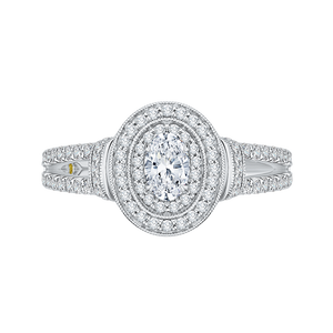 Double Halo Oval Diamond Engagement Ring Promezza PRO0137ECH-44W-.40