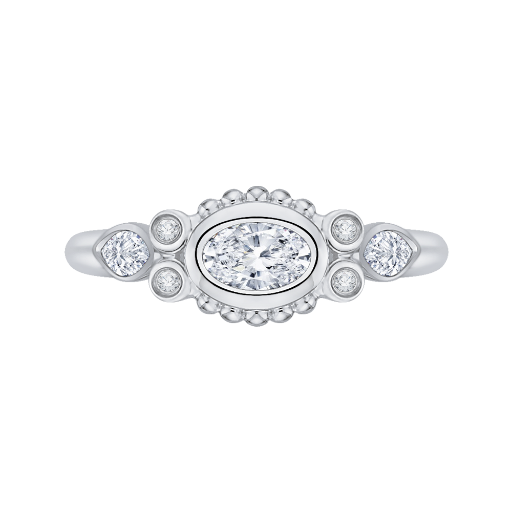 Oval Shape Diamond Engagement Ring Promezza PRO0145EC-44W-.50