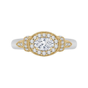 White and Yellow Gold Oval Diamond Engagement Ring Promezza PRO0151EC-44WY-.50