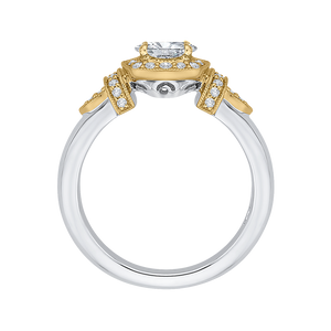 White and Yellow Gold Oval Diamond Engagement Ring Promezza PRO0151EC-44WY-.50
