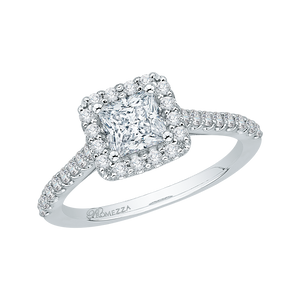 Halo Engagement Ring with Princess Cut Diamond Promezza PRP0001EC-02W