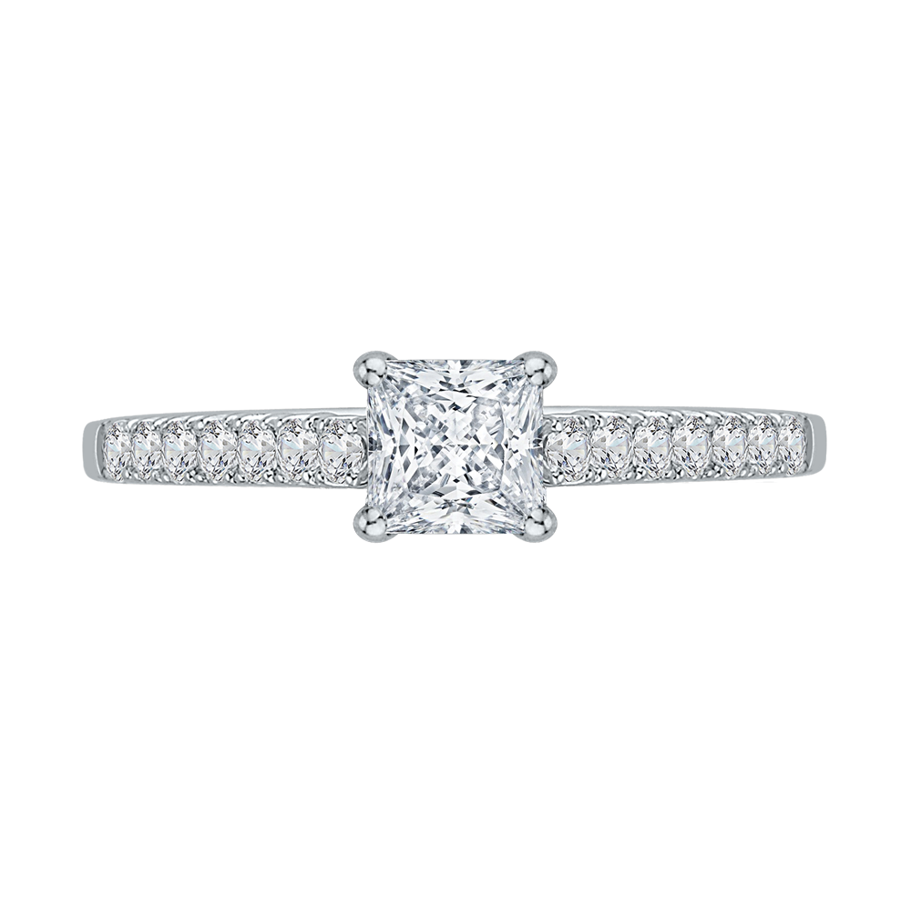 Cathedral Style Engagement Ring with Princess Diamond Promezza PRP0004EC-02W