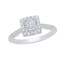 Load image into Gallery viewer, Princess Diamond Halo Engagement Ring Promezza PRP0013EC-02W
