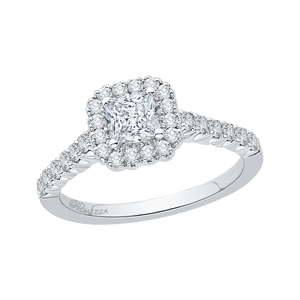 Princess Cut Diamond Halo Engagement Ring Promezza PRP0036EC-02W