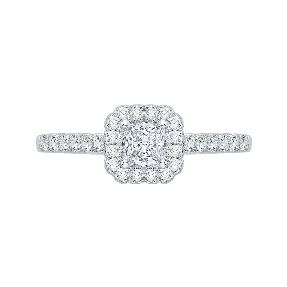 Princess Cut Diamond Halo Engagement Ring Promezza PRP0036EC-02W