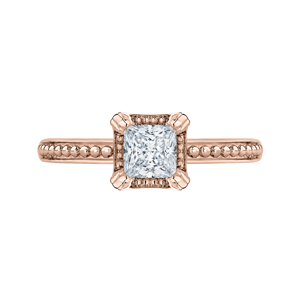 Rose Gold Solitaire Engagement Ring with Princess Diamond Promezza PRP0074EC-P-.50
