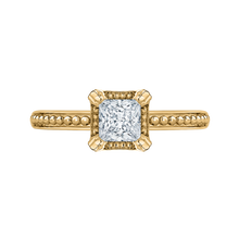 Load image into Gallery viewer, Yellow Gold Solitaire Engagement Ring with Princess Diamond Promezza PRP0074EC-Y-.50
