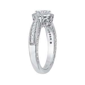Cushion Diamond Halo Engagement Ring Promezza PRU0008EC-02W