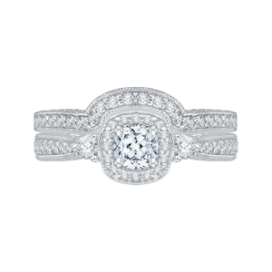 Cushion Diamond Halo Engagement Ring Promezza PRU0008EC-02W